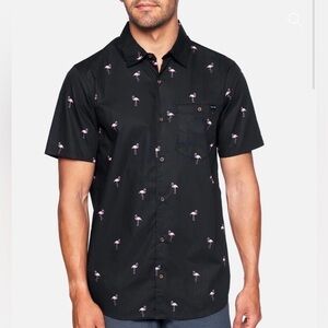 Hurley Flamingo Organic Wind and Sea Short Sleeve Shirt medium